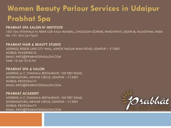 Women Beauty Parlour Services in Udaipur Prabhat Spa