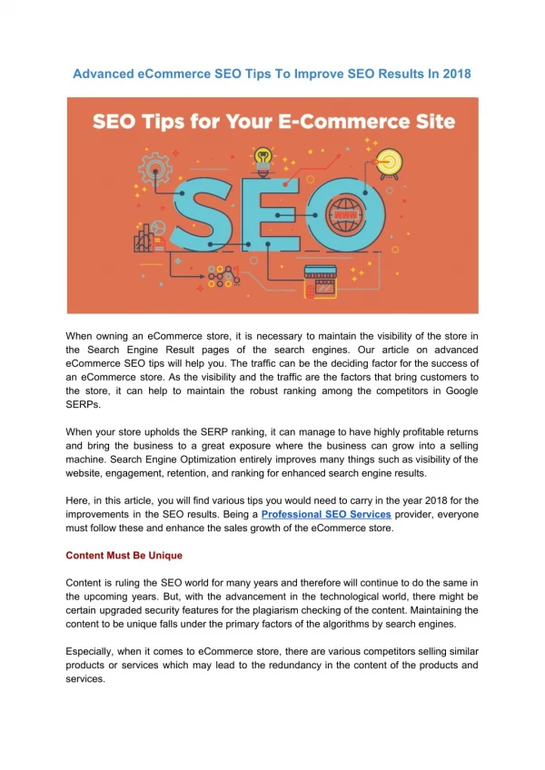 Advanced eCommerce SEO Tips To Improve SEO Results In 2018