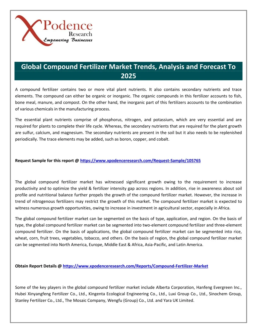 global compound fertilizer market trends analysis