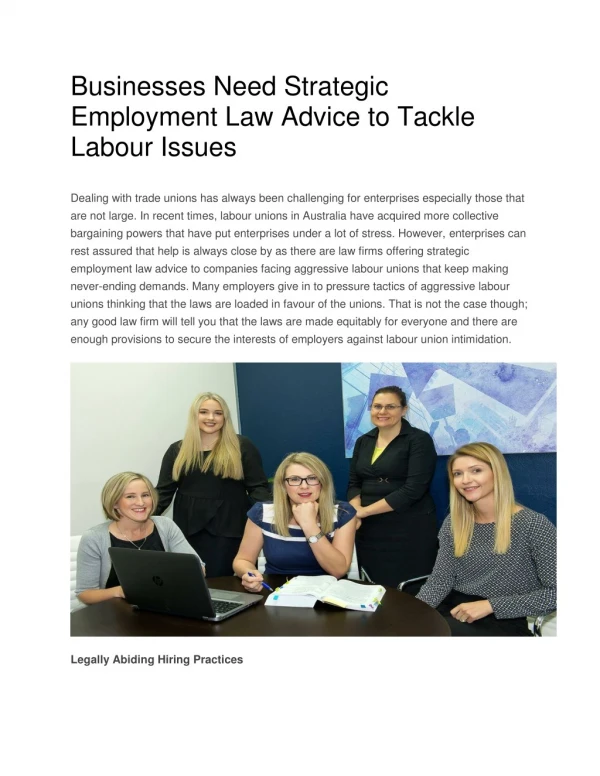 Businesses Need Strategic Employment Law Advice to Tackle Labour Issues