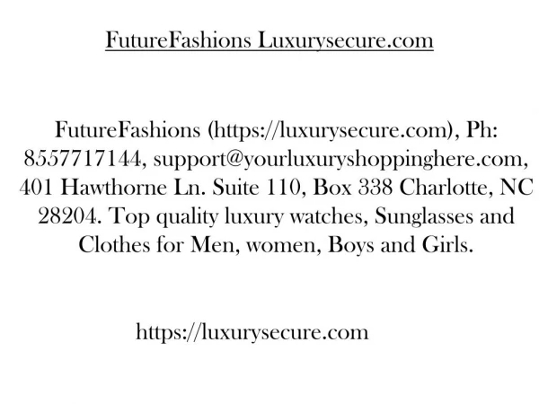 Luxurysecure.com 401 Hawthorne Ln. Suite 110, Box 338 Charlotte, NC 28204