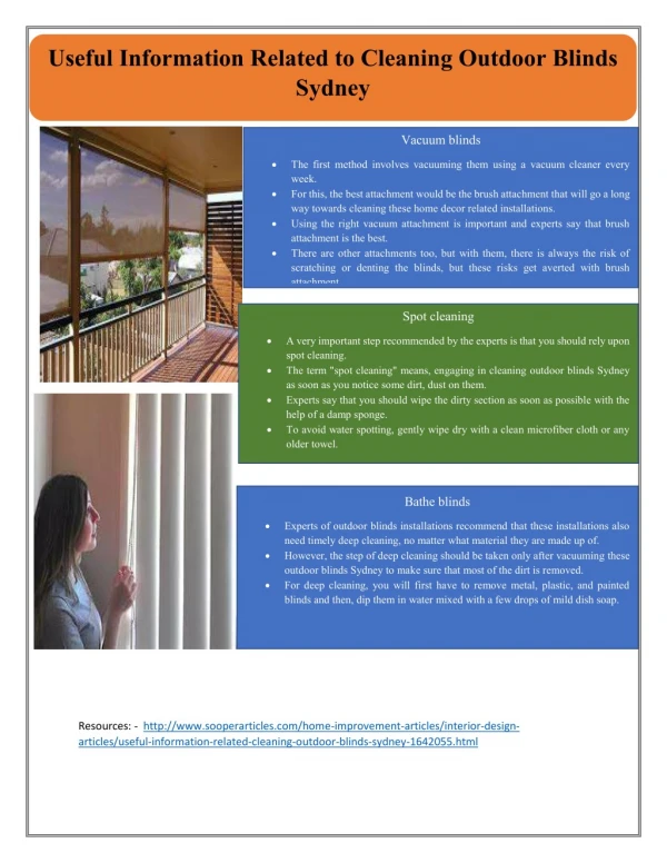 Useful Information Related to Cleaning Outdoor Blinds Sydney