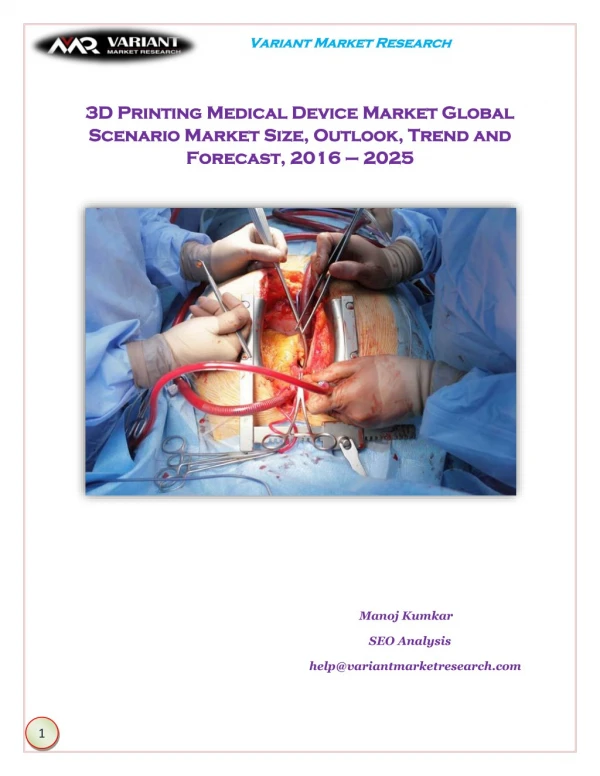 3D Printing Medical Device Market