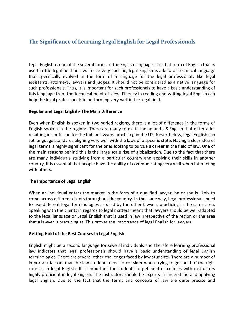 the significance of learning legal english