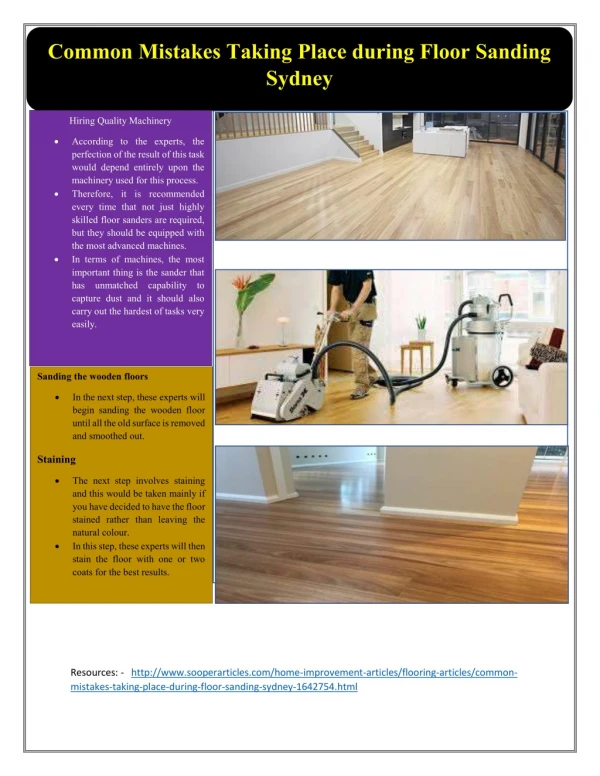 Common Mistakes Taking Place during Floor Sanding Sydney
