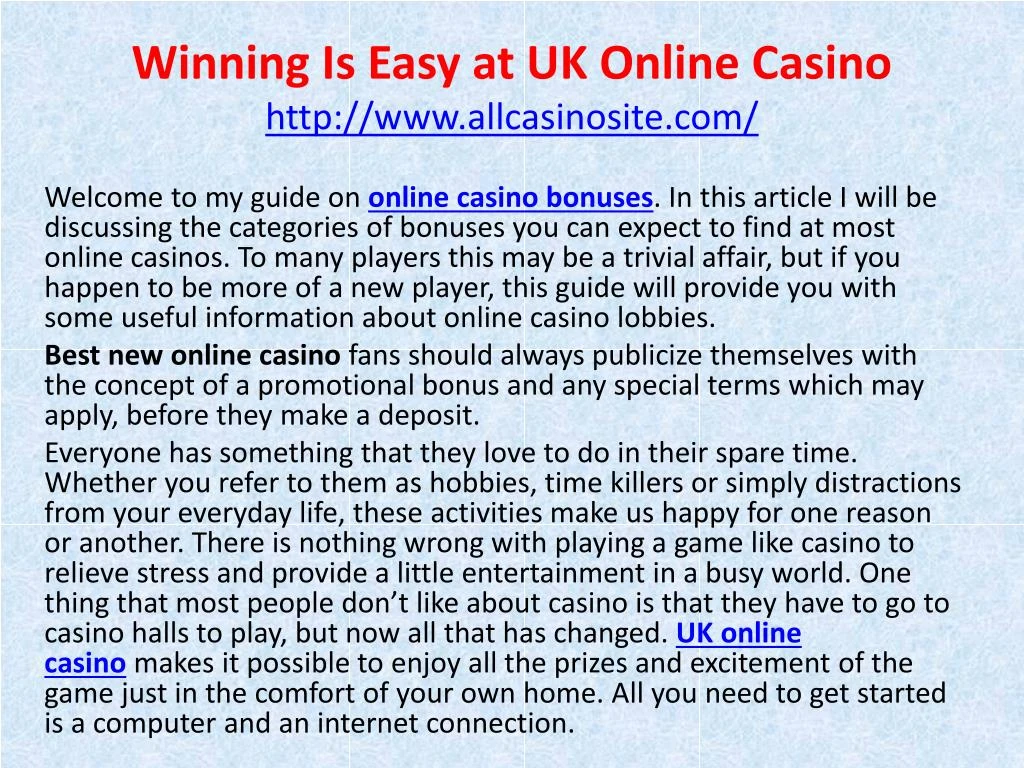 winning is easy at uk online casino http www allcasinosite com