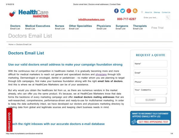 Doctors Mailing Addresses - Healthcare Marketers