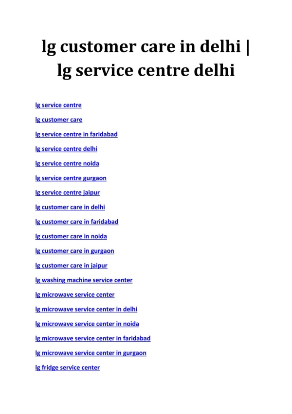 lg customer care in delhi