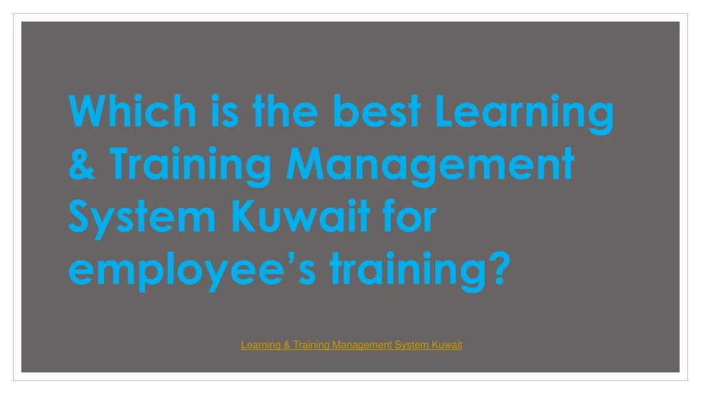 which is the best learning training management