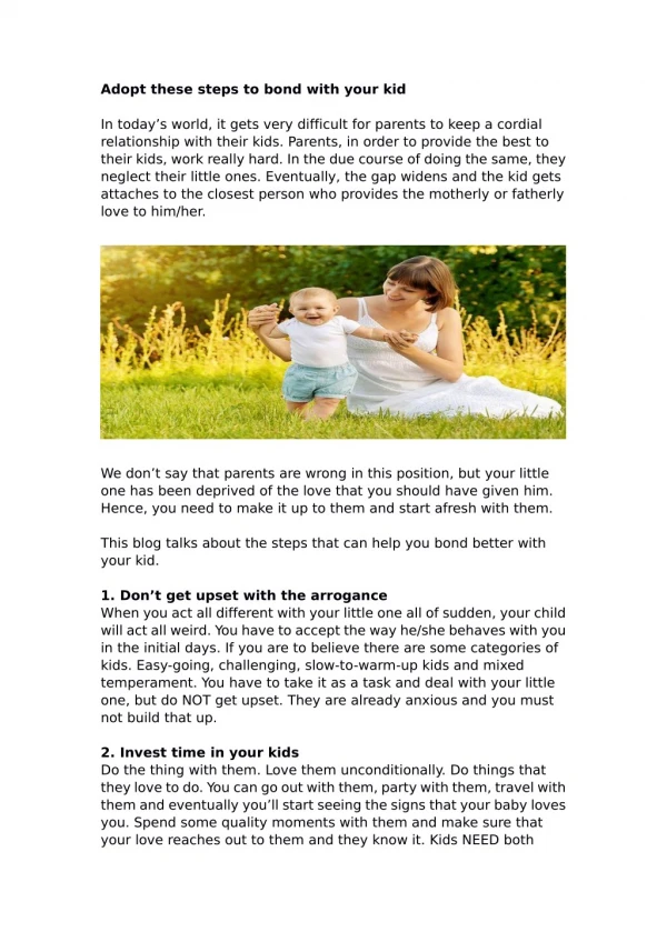 Adopt these steps to bond with your kid