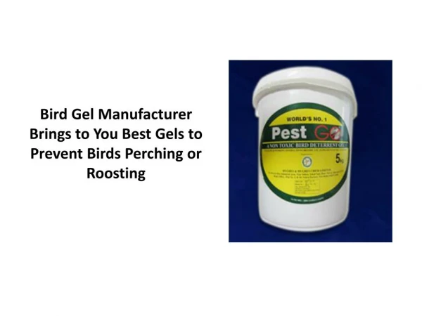 Bird Gel Manufacturer Brings to You Best Gels to Prevent Birds Perching or Roosting