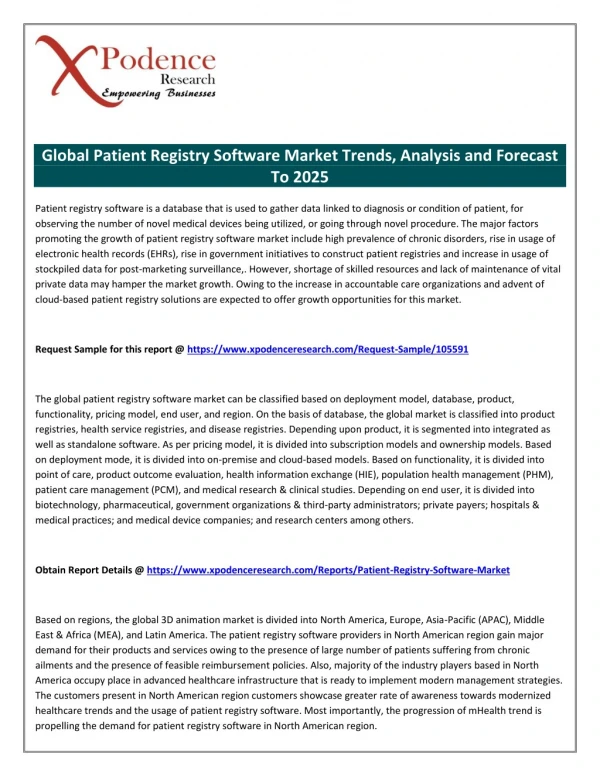 Analysis of Global Market Trends for: Patient Registry Software Market