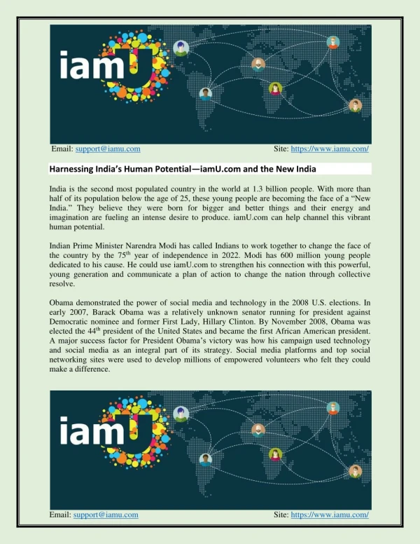 Harnessing Indiaâ€™s Human Potentialâ€”iamU.com and the New India.