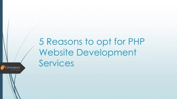 5 Reasons to opt for PHP Website Development Services