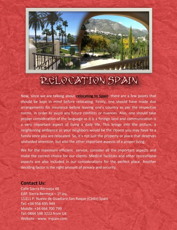 Relocation Spain