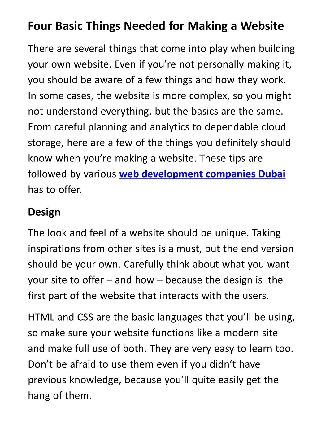 four basic things needed for making a website
