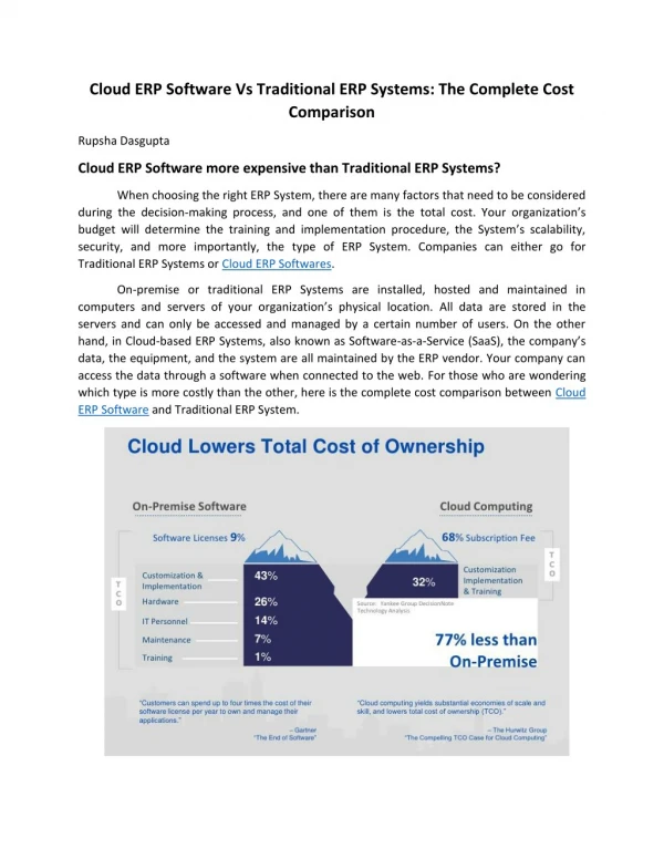 Cloud ERP Software Vs Traditional ERP Systems: The Complete Cost Comparison