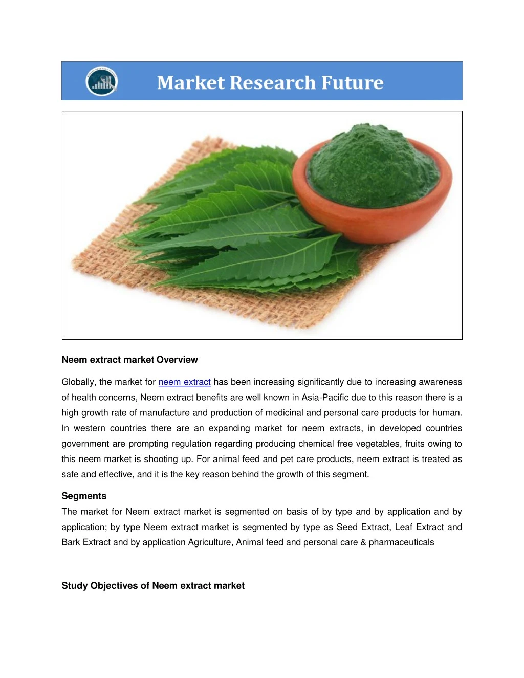 neem extract market overview