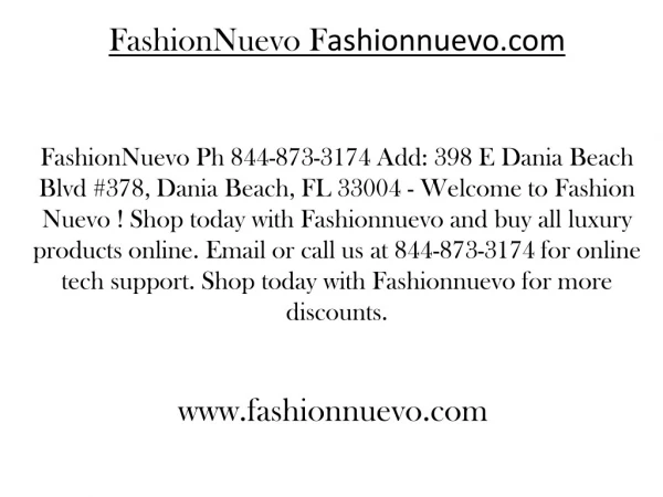 Fashionnuevo.com Ph 844-873-3174