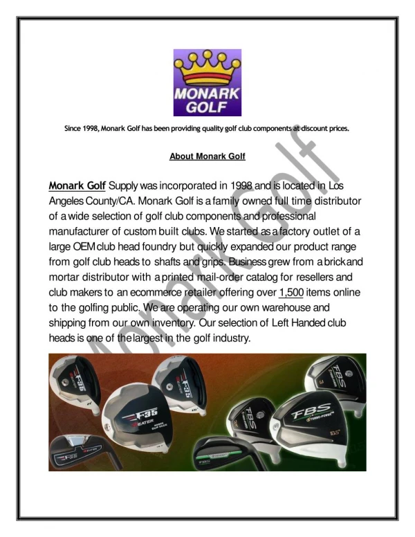 Golf Club Heads - Monark Golf