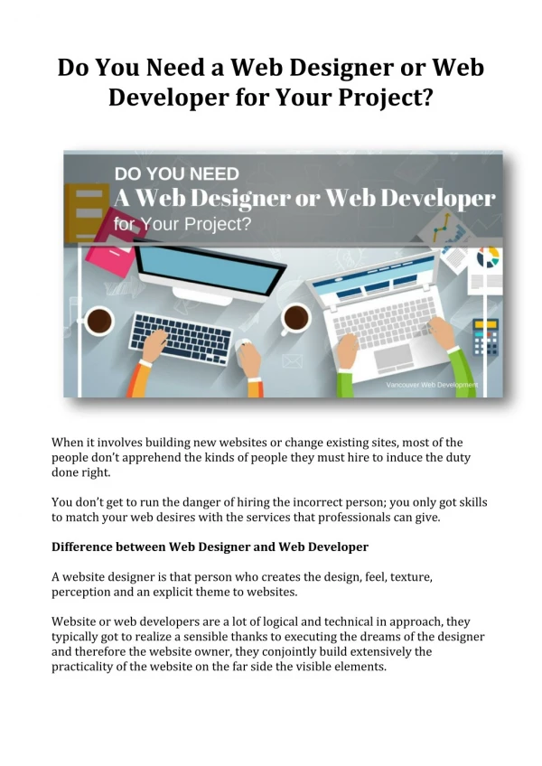 Do You Need a Web Designer or Web Developer for Your Project?