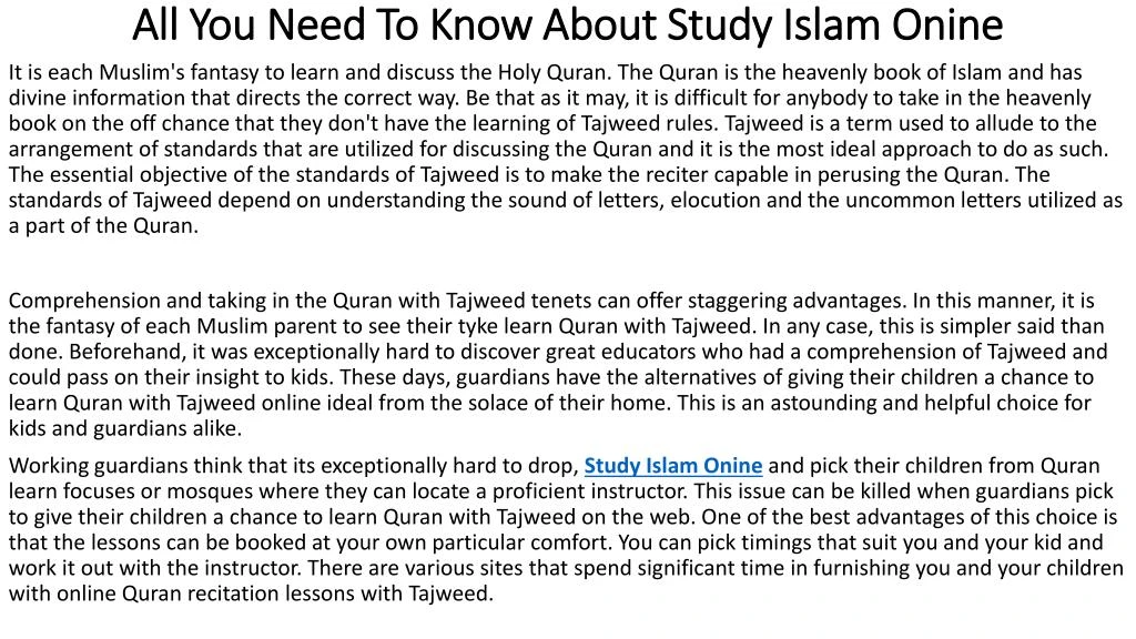 all you need to know about study islam onine