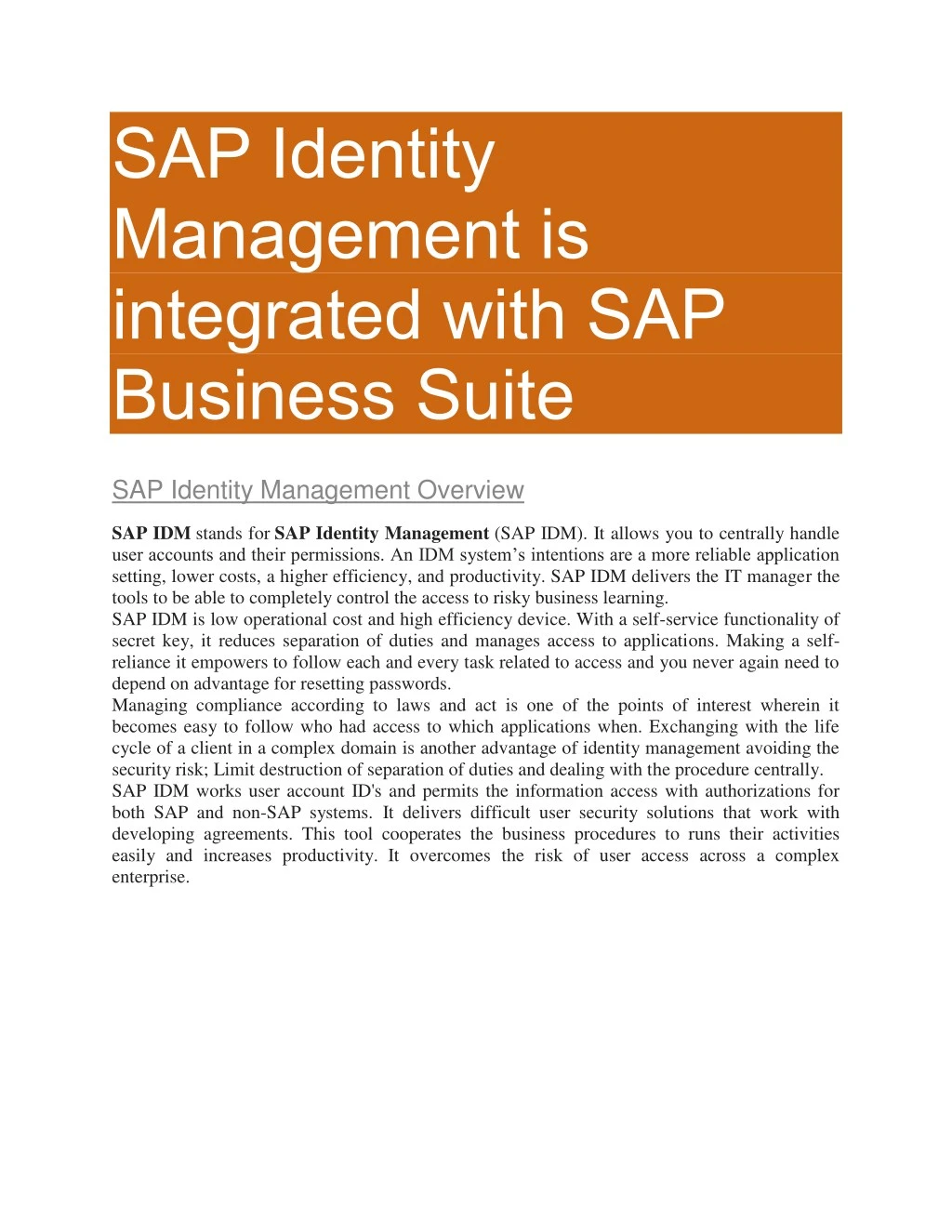 sap identity management is integrated with