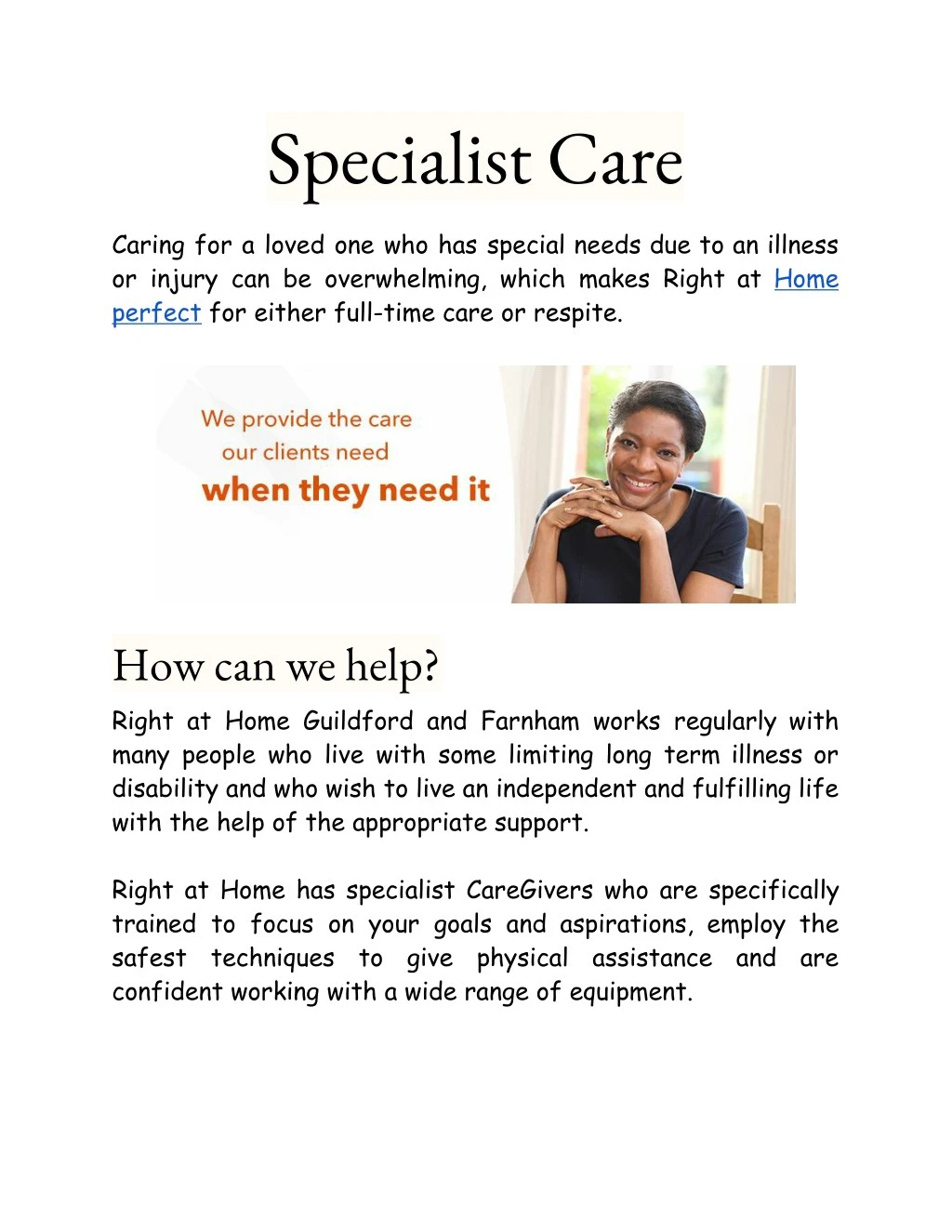 specialist care
