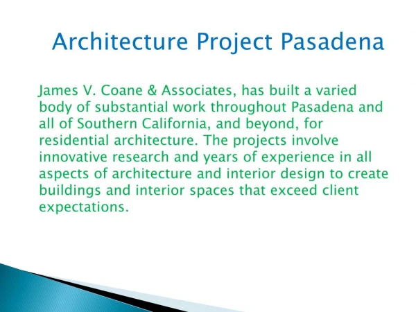 Architecture Project Pasadena