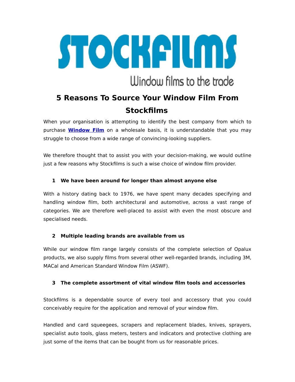 5 reasons to source your window film from