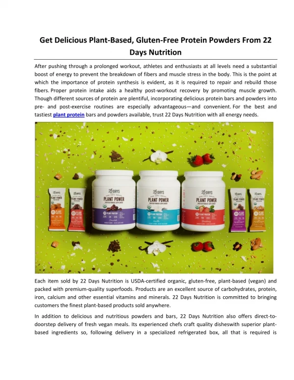 Get Delicious Plant-Based, Gluten-Free Protein Powders From 22 Days Nutrition