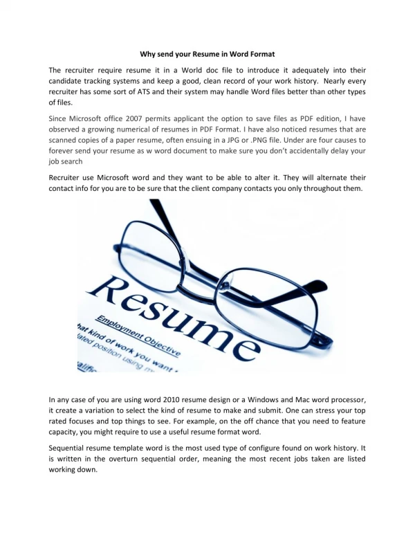 Why send your Resume in Word Format