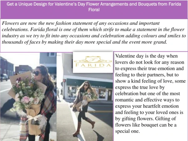 Get a Unique Design for Valentine’s Day Flower Arrangements and Bouquets from Farida Floral