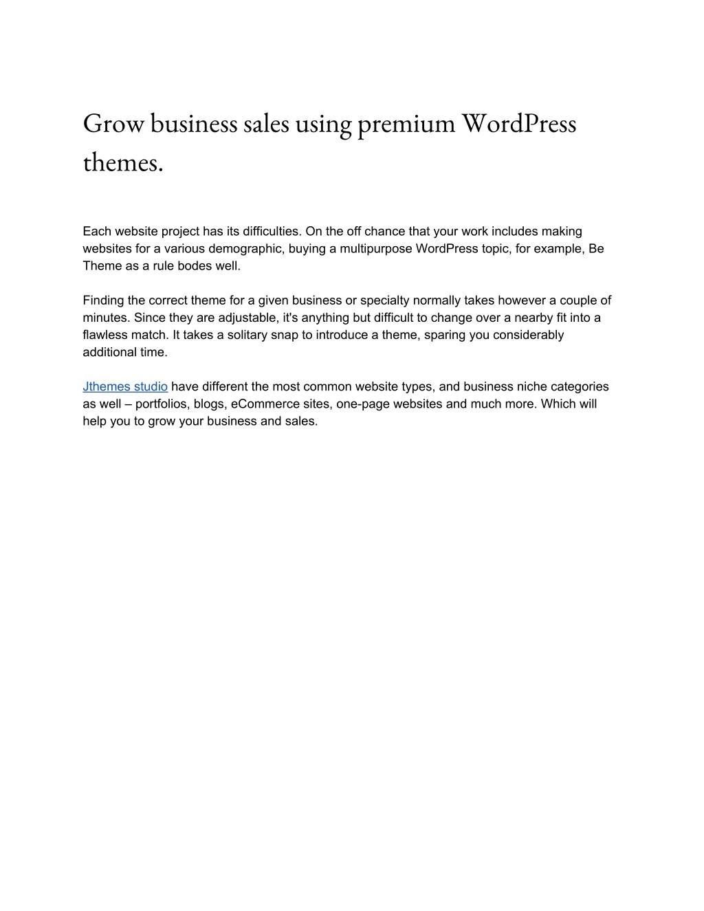 grow business sales using premium wordpress themes