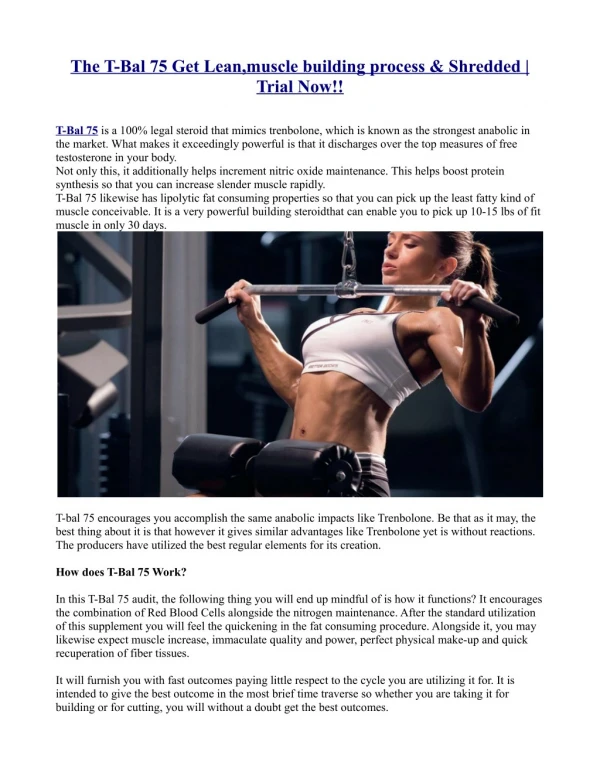 The T-Bal 75 Get Lean,muscle building process & Shredded |Trial Now!!