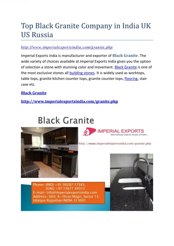 Top Black Granite Company in India UK US Russia
