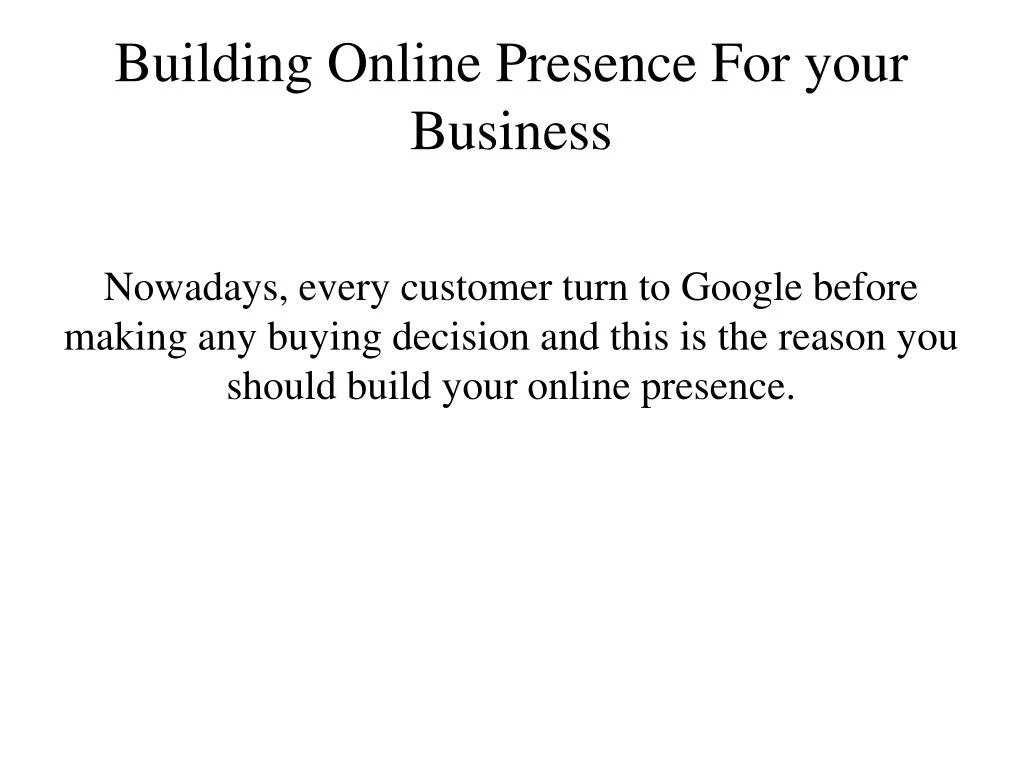 building online presence for your business