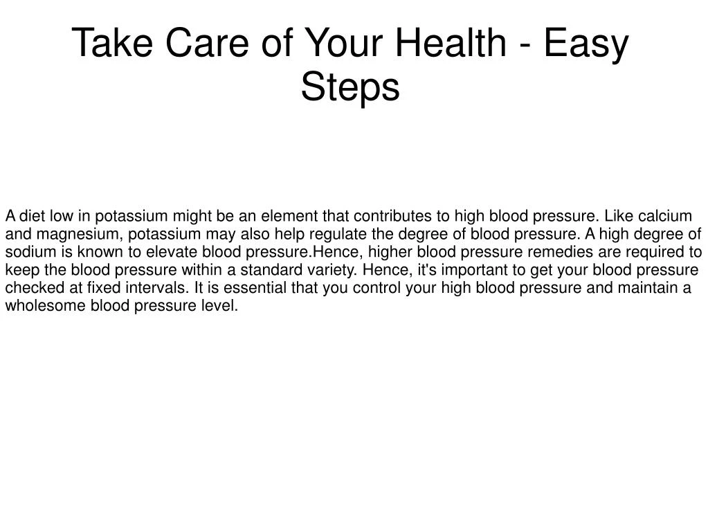 take care of your health easy steps