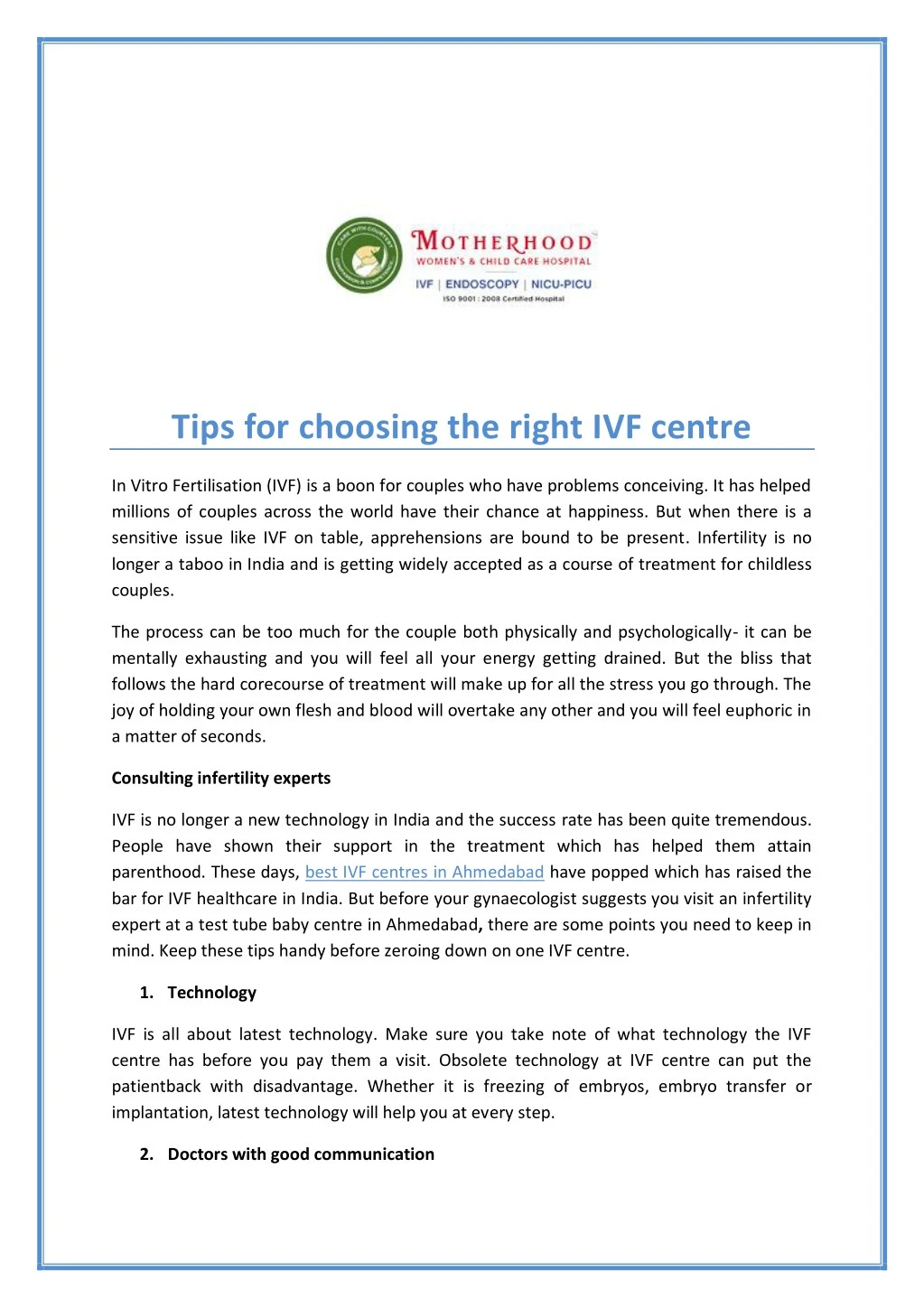 tips for choosing the right ivf centre