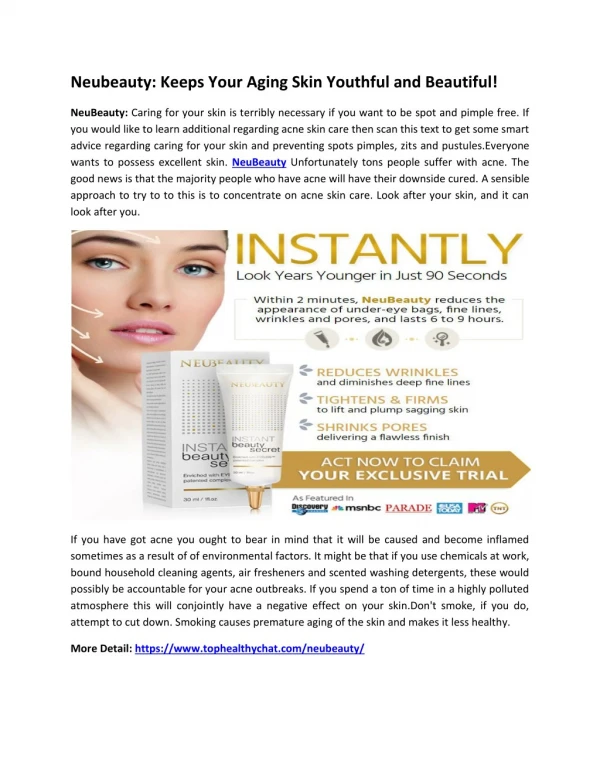 Neubeauty: Nourish Your Skin & Fullfill All your Requirements!