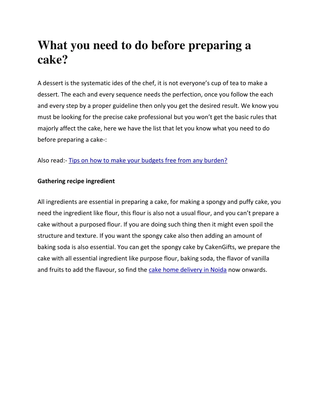 what you need to do before preparing a cake