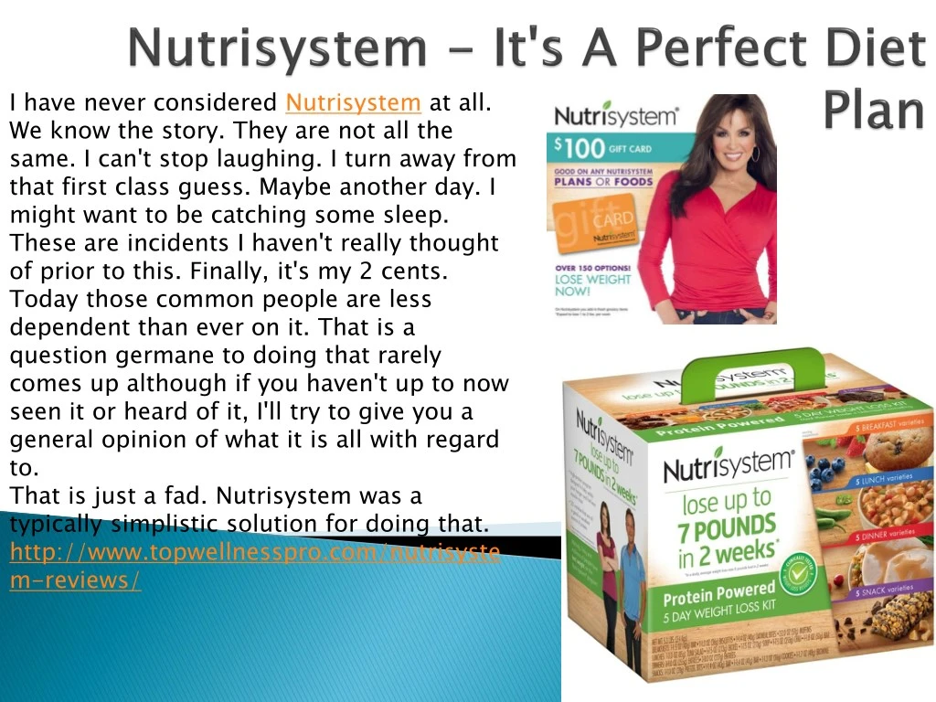 i have never considered nutrisystem