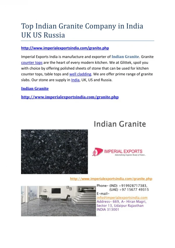Top Indian Granite Company in India UK US Russia