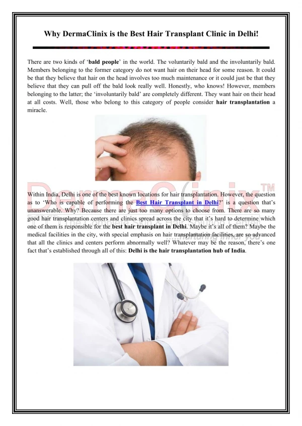 Why DermaClinix is the Best Hair Transplant Clinic in Delhi!