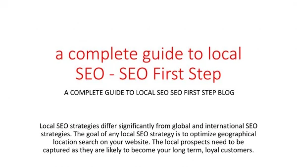 a complete guide to local SEO - SEO First Step