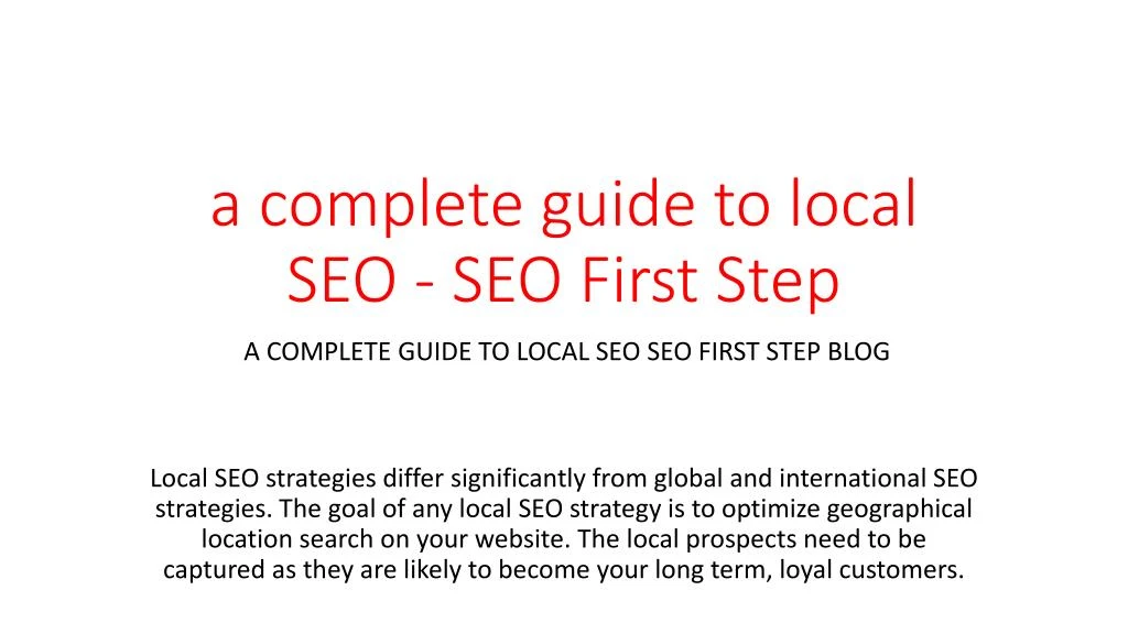 a complete guide to local seo seo first step