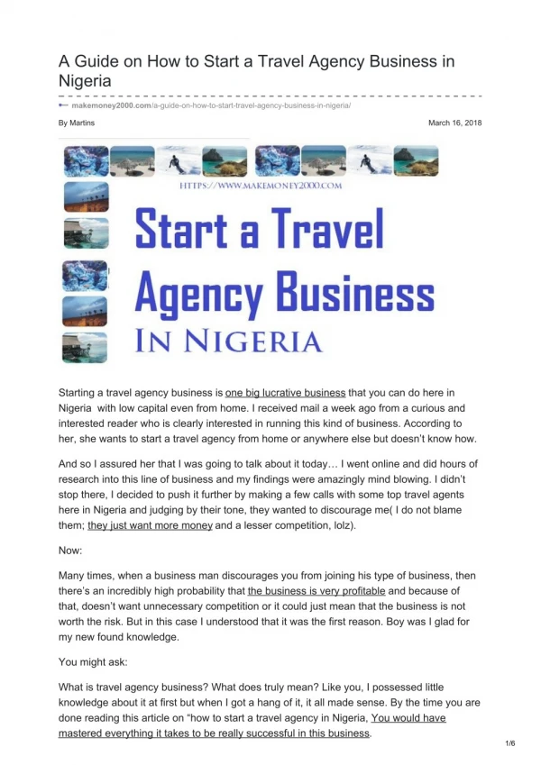 How to start a travel agency business in Nigeria