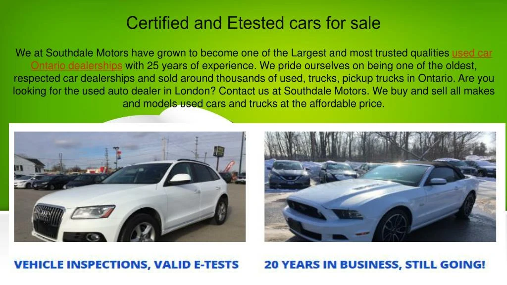 certified and etested cars for sale