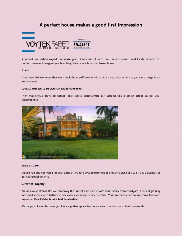 Featured Properties Fort Lauderdale -Voytek Faber Fidelity Real Estate, LLC