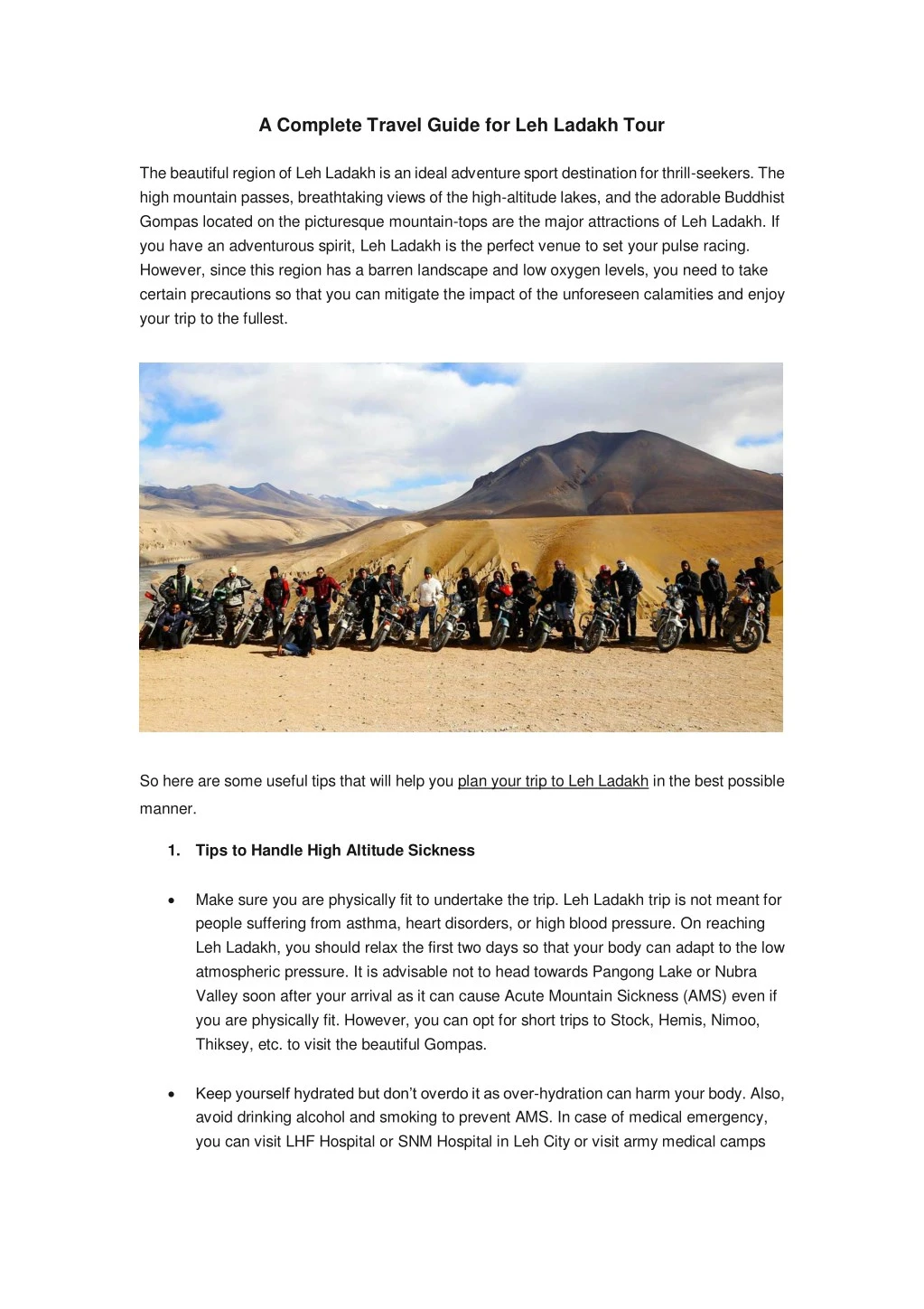 a complete travel guide for leh ladakh tour